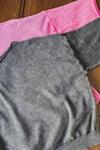 Taşlanmış Triko Bluz Pembe Ve Antrasit Renk