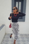 Zebra Desenli Saten Etek