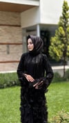 ÇİÇEK DETAYLI PAYET İŞLEMELİ ABAYA