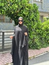 TAŞ İŞLEMELİ SATEN ABAYA