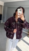 Bordo Taş İşlemeli Ceket