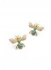 Taşlı Arı Küpe - Mavi