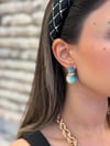 Taşlı Küpe - Mavi - Toptan Takı