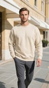 BYOLİSErkek Sıfır Yaka Oversize Üç İplik Sweatshırt BejSweatshirtBYOLİS Erkek Sıfır Yaka Oversize Üç İplik Sweatshırt Bej / stalibutik