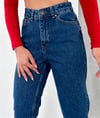 STALİKadın Düz Mom Kot Pantolon Koyu MaviPantolonStockport Kadın Düz Mom Jeans Pantolon Koyu Mavi / Stalibutik
