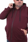 Mocgrande Büyük Beden Basic Mevsimlik Fermuarlı Kapüşonlu Sweat 22751 MURDUM