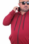 Mocgrande Büyük Beden Basic Mevsimlik Fermuarlı Kapüşonlu Sweat 22751 BORDO