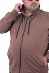 Mocgrande Büyük Beden Basic Mevsimlik Fermuarlı Kapüşonlu Sweat 22751 TABA