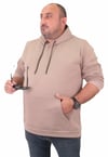 MocGrande Büyük Beden Erkek Basic Sweat Kapüşonlu 11700 TOPRAK