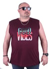 Mocgrande Büyük Beden Erkek Baskılı Kolsuz Tişört Good Vibes 23141 BORDO