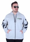 MocGrande Büyük Beden Kapüşonlu Fermuarlı 3ip Sweat MG 25718 GRI