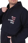 MocGrande Büyük Beden Kapüşonlu Sweat Double Face Never 25706 LACIVERT