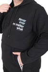 MocGrande Büyük Beden Kapüşonlu Sweat Double Face Never 25706 SIYAH