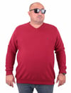 MocGrande Büyük Beden Selanik V Yaka Classic Sweat 23201 BORDO