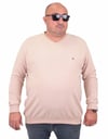 MocGrande Büyük Beden Selanik V Yaka Classic Sweat 23201 BEJ
