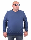 MocGrande Büyük Beden Selanik V Yaka Classic Sweat 23201 Marin