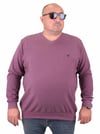 MocGrande Büyük Beden Selanik V Yaka Classic Sweat 23201 Eflatun