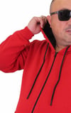 Mocgrande Büyük Beden Unisex Kapüşonlu 3ip Sweat 11701 KIRMIZI