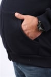 Mocgrande Büyük Beden Unisex Kapüşonlu 3ip Sweat 11701 Koyu Lacivert