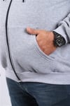 Mocgrande Büyük Beden Unisex Kapüşonlu 3ip Sweat 11701 GRI MELANJ