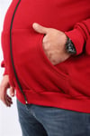 Mocgrande Büyük Beden Unisex Kapüşonlu 3ip Sweat 11701 BORDO