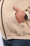 Mocgrande Büyük Beden Unisex Kapüşonlu 3ip Sweat 11701 BEJ