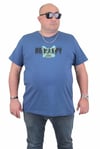 Mocgrande Erkek Büyük Beden Sıfır Yaka Tişört Be Happy 24131 INDIGO