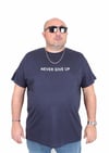 Mocgrande Erkek Büyük Beden Sıfır Yaka Tişört Never Give Up 25140 LACIVERT
