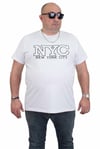 Mocgrande Erkek Büyük Beden Sıfır Yaka Tişört NYC 24133 BEYAZ