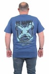 Mocgrande Erkek Büyük Beden Sıfır Yaka Tişört Be Happy 24131 INDIGO