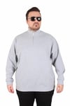 Erkek Büyük Beden Polo Yaka Fermuarlı Sweat Double Face LCST. 25710 GRI