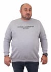 Erkek Büyük Beden Sıfır Yaka Sweat DG 23207 GRI MELANJ