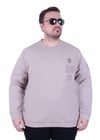 Erkek Büyük Beden Bisiklet Yaka Sweat Double Face BRB. 25711 BEJ