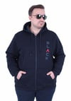 Starbattal Büyük Beden Kapüşonlu Fermuarlı 3ip Sweat Black 25716 LACIVERT