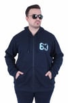 Starbattal Büyük Beden Kapüşonlu Sweat Double Face Sixty Three 25704 LACIVERT