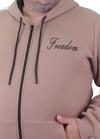 Starbattal Fermuarlı Kapuşonlu Büyük Beden Sweat Freadom 23219 S.KAHVE
