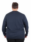 Starbattal Büyük Beden Bisiklet Yaka Cepli Sweat Double Face Pike 25702 LACIVERT