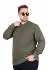 Starbattal Büyük Beden Sıfır Yaka Classic Sweat 23216 HAKI