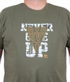 Starbattal Erkek Büyük Beden Sıfır Yaka Tişört Never Give Up 25182 HAKI
