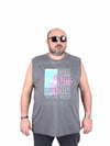 Starbattal Büyük Beden Baskılı Kolsuz Tişört Beach Paradise 25151 GRI MELANJ