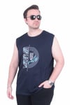 Starbattal Büyük Beden Baskılı Kolsuz Tişört Moving 26122 LACIVERT
