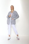 Baskılı Yazlık Keten Ceket Gri