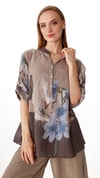 İtalyan Keten Çiçekli Renkli Tunic