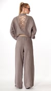 İtalyan Tek Size Oversize Dantelli  Keten Takım