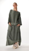İtalyan Tek Size Oversize Etekli Keten Takım