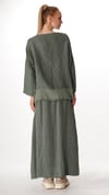 İtalyan Tek Size Oversize Etekli Keten Takım