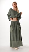 İtalyan Tek Size Oversize Etekli Keten Takım