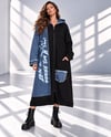 Kot Garnili Oversize Yazılı Tasarım Fermuarlı CeketshE TekstilKot Garnili Oversize Yazılı Tasarım Fermuarlı Ceket
