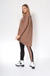 Önü Yazı Baskılı Elbise Camel