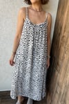 ASKILI LEOPAR ELBİSE - Bej